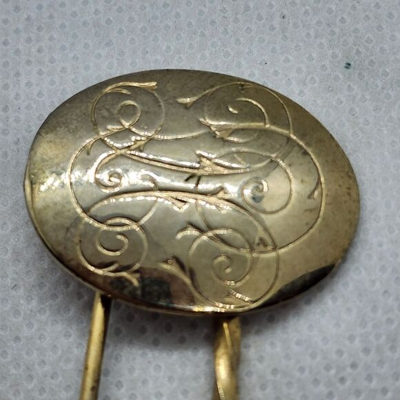 Vintage Gold Tone Swirl Pin Brooch - Picture 3 of 4